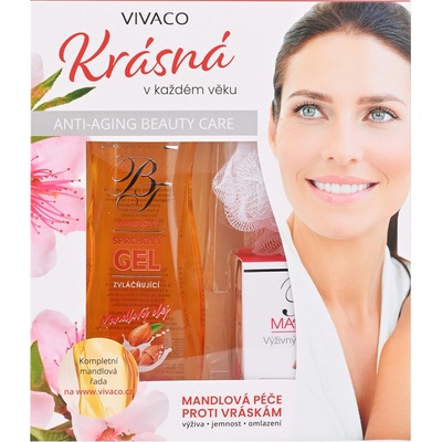 Body Tip s mandlovým olejem sprchový gel 300 ml + pleťový krém 50 ml + žínka dárková sada