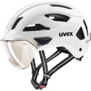 uvex Каска за велосипед Uvex Stride Visor Cat. 1 Bike helmet - White Matt / Litemirror Silver - размер 59-61 cm (851-1961-0311)