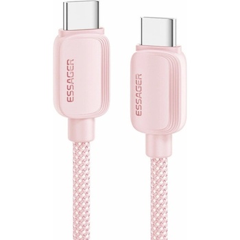 Essager ES-X46 opletený nabíjací a dátový USB-C na USB-C 2m růžový