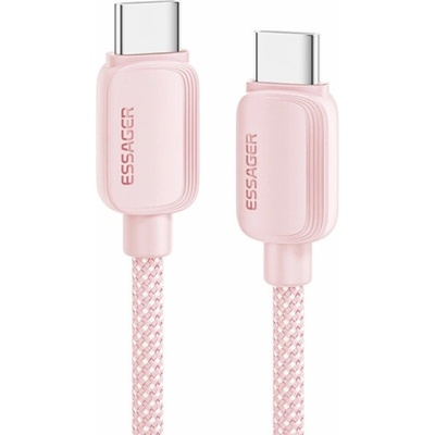 Essager ES-X46 opletený nabíjací a dátový USB-C na USB-C 2m růžový
