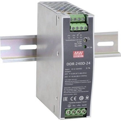 MEAN WELL DDR-240C-48 DC/DC měnič napětí na DIN lištu 48 V/DC 5 A 240 W 1 x; DDR-240C-48