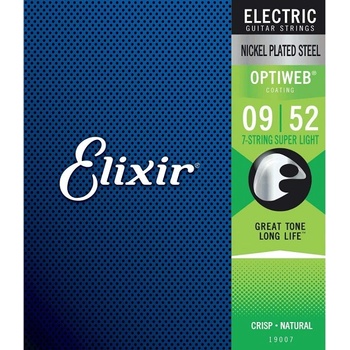 Elixir Струни за 7-струнна електрическа китара 19007 OPTIWEB Steel Super Light 09-52 by ELIXIR
