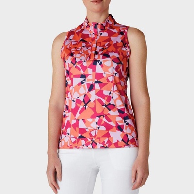 Callaway Golf GEOMETRIC FLORAL S/L Polo PINK Peacock