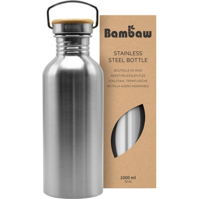 Bambaw Fľaša z nehrdzavejúcej ocele 1000 ml Natural Steel