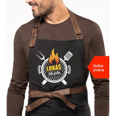 Kariban Zástěra na grilování se jménem Exclusive Šéf grilu Černá Black