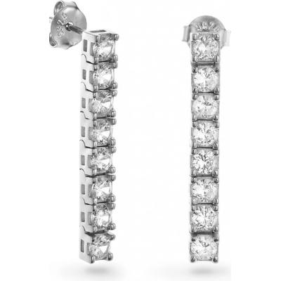 Again Jewelry Elegantné strieborné visiace náušnice so zirkónmi AJNS0001