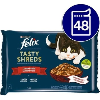 Felix FANTASTIC Tasty Shreds hovězí kuře ve šťávě 48 x 80 g