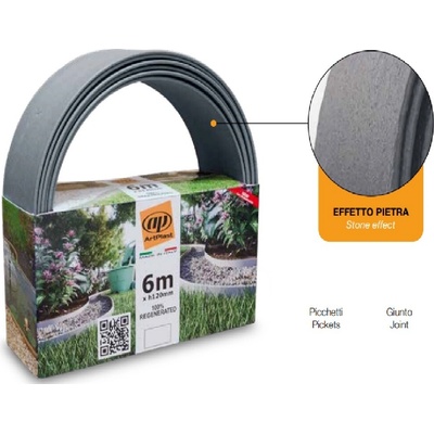 ARTPLAST Trávníkový obrubník BORDURE, 6m - dekor beton