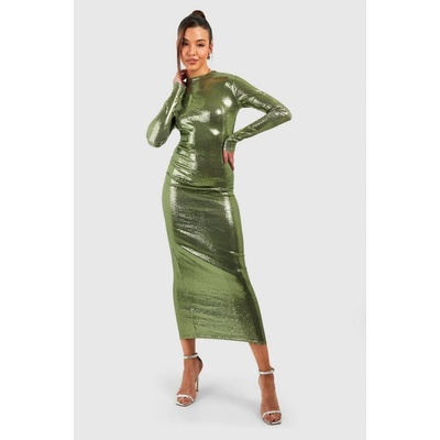 Boohoo koktejlové šaty glamour, dĺžka po lýtka