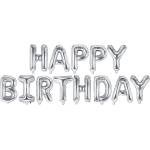 Party Deco Фолиев Надпис "Happy Birthday'', Сребро, 340х35см (FB6M-018)