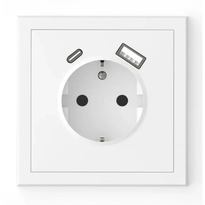 Commel КОНТАКТ ШУКО 16a + usb ТИП a+c 15w БЯЛ