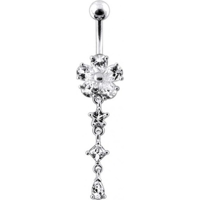Šperky4U stříbrný piercing do pupíku kytička BP01166-C