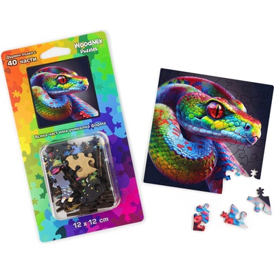WoodMix Puzzles Дървен пъзел WoodMix, Животни, 40 части - Змия (WM-P40-0035)