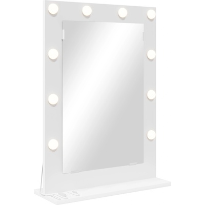 vidaXL Огледало за грим Бяло 70 x 50 x 18 см Стъкло и инженерно дърво (868333)