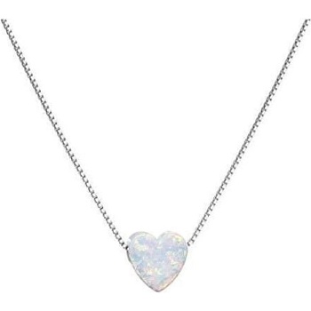 Evolution Group Strieborný náhrdelník so syntetickým opálom biele srdce 12048.1