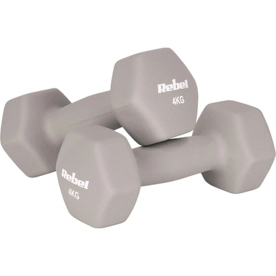 Rebel RBA-2330-4 Liatinové neoprénové činky HEX 2 x 4 kg