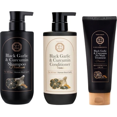 Doori Cosmetics Сет Корейска грижа за коса Doori Black Garlic Шампоан, Балсам § Реконструктор