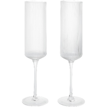 Ferm Living Ripple Flutes, чаши за шампанско, прозрачни, 2 бр (1104271423)