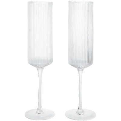 Ferm Living Ripple Flutes, чаши за шампанско, прозрачни, 2 бр (1104271423)