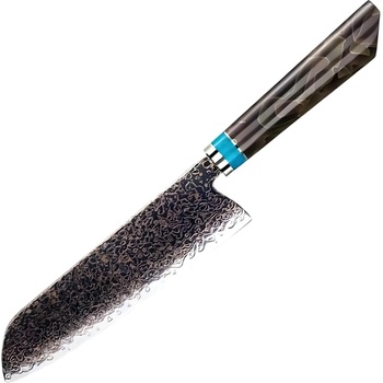 HARAHU Дамаски кухненски нож ZE-37409 - Santoku / Кафяв / Син KP37409 (ZE-37409)