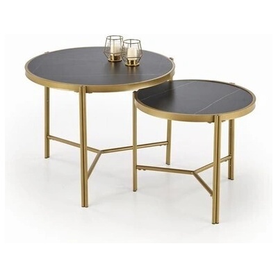 ЕВРОМАР Комплект холни масички fatima черен мрамор/златно (100.002.0318)