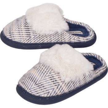 Image 1 of Домашни пантофи в млечно бяло и синьо с пух