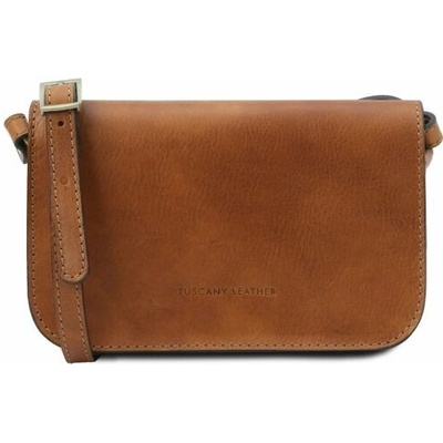 Tuscany Leather kožená crossbody kabelka s chlopňou Carmen Prírodná