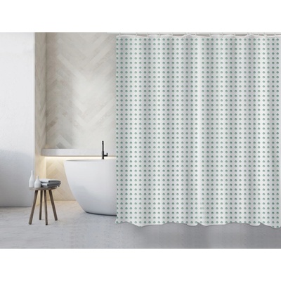 MSV ЗАВЕСА ЗА БАНЯ polyester 180х200 ЗЕЛЕНИ ТОЧКИ (149249)