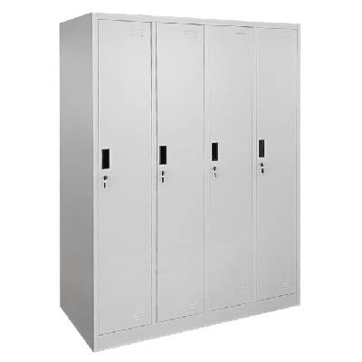 Метален шкаф Carmen CR-1242-4 J, 4x рафтове, 4x шкафове, прахово боядисан, метален, заключване на вратите, товаропоносимост на един рафт 40kg, сив (bt-3580085_1)