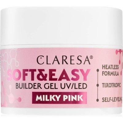 Claresa Soft&Easy Builder Gel основно гел покритие за нокти цвят Milky Pink 45 гр