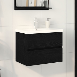 vidaXL Шкаф за мивка в баня Черния дъб 60 x 39 x 62 см (3333148)
