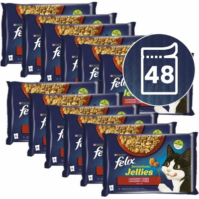 Felix Sensations Jellies hovädzie kura v želé 48 x 85 g