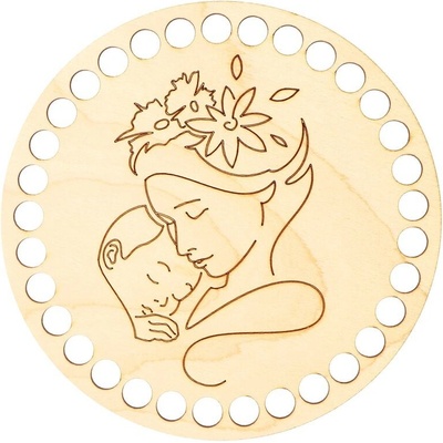 Natana dřevěné dno na košík kruh Matka s miminkem 15cm NAT081 – Sleviste.cz