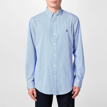Image 1 of Ralph Lauren Stripe Poplin Slim Fit Shirt - Blue/White 003