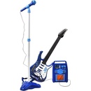 Kruzzel 22409 Detská rocková elektrická gitara na batérie a zosilňovač a mikrofón modrá