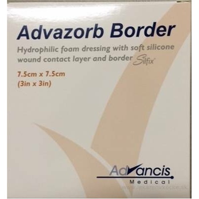 ADVAZORB BORDER krytí na rány samopřilnavé atraumatické 7,5x7,5 cm 10 ks