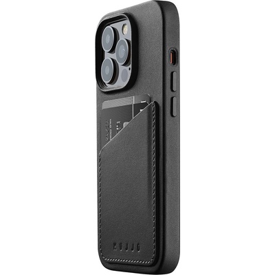 Mujjo Full Leather MagSafe Wallet Case - премиум кожен (естествена кожа) кейс с MagSafe за iPhone 14 Pro (черен)