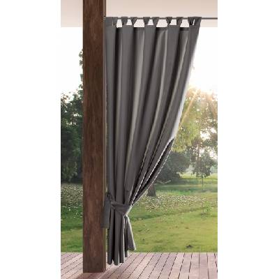 Eurofirany Garden Outdoor Curtain with Velcro Loops, 1 Piece, Opaque & Weatherproof, UV Protection, for Balcony Patio Pergola Gazebo, H240 x W155 cm, Dark Gray - ZAS/GARDEN