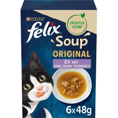 Felix Soup Original hovězí maso kuřecí maso a tuňák 48 x 48 g