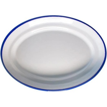 Image 1 of Horecano Емайлирано плато овално 30см синьо/бяло retro-(96/30 1+1+2) (0160211)