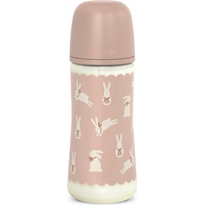 Suavinex Kojenecká láhev Wonderland fyziol průtok L růžový králík 360 ml