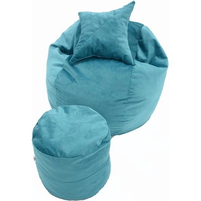 Pufrelax Комплект, Барбарон, с табуретка за крака и декоративна възглавница, 700л. King Size - Puddle, Перящ се калъф, Пълнеж с микс от мемори пяна и дунапрен, Трансформира се в легло, Гама Diamond