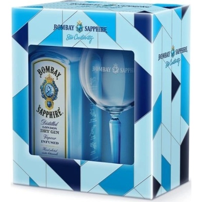 Bombay Sapphire Gin 40% 0,7 l (dárkové balení 1 sklenice) – Zboží Mobilmania