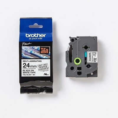 Páska do štítkovače Brother TZe-SL251, černý tisk/bílý podklad, originál