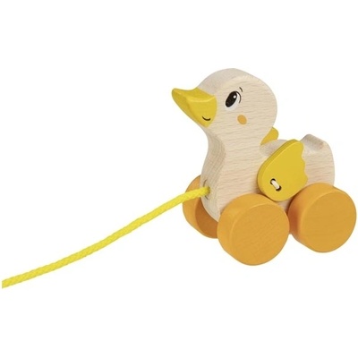 Goki Дървена играчка за дърпане Goki - Жълтоклюно пате (54884)