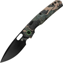 Vosteed Psyop Elmax Black Stonewash+Canvas Rag Burl, Blue Current Micarta A2235
