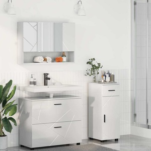 vidaXL Комплект мебели за баня 3 бр. Лъскаво бяло 76, 5 x 35 x 64 см (3393037)