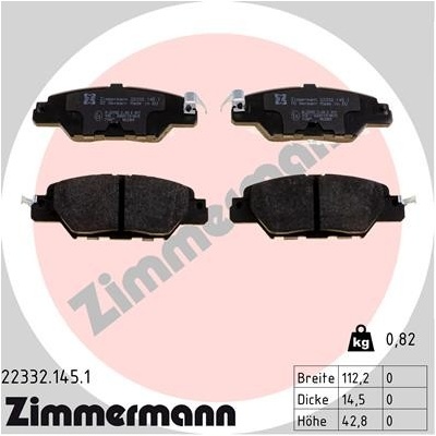 ZIMMERMANN Sada brzdových platničiek kotúčovej brzdy 223321451