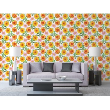 DIMEX ART s. r. o Луксозна флизелинова тапета оранжеви и розови цветя