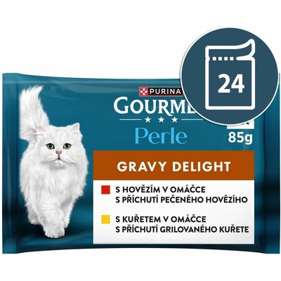 Gourmet Perle Gravy Delight kuře hovězí v omáčce 24 x 85 g